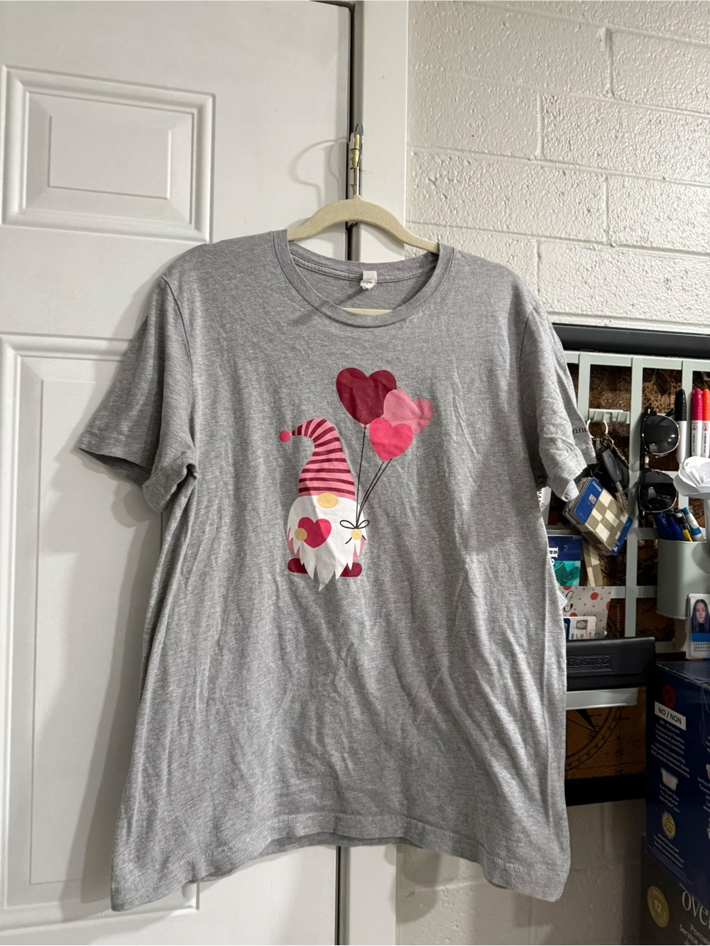 Banner Health Gray Valentine Gnome Graphic Tee with Pink Hearts